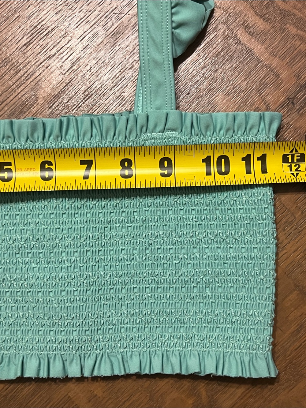 Minnow Girls Smocked Bikini Swim Top Aqua Blue Ruffle Straps Size 9/10 UPF Beach - Picture 5 of 6